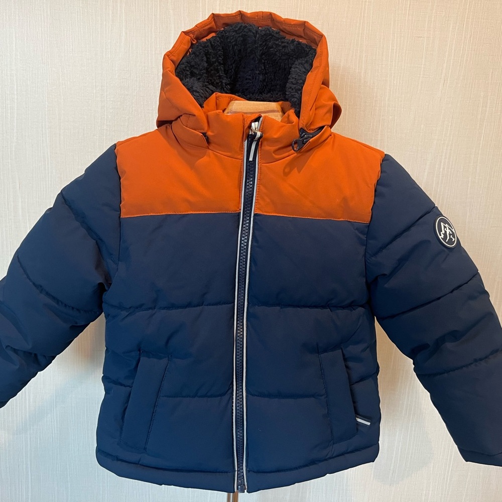 Puffer Coat Kids' Orange and Navy